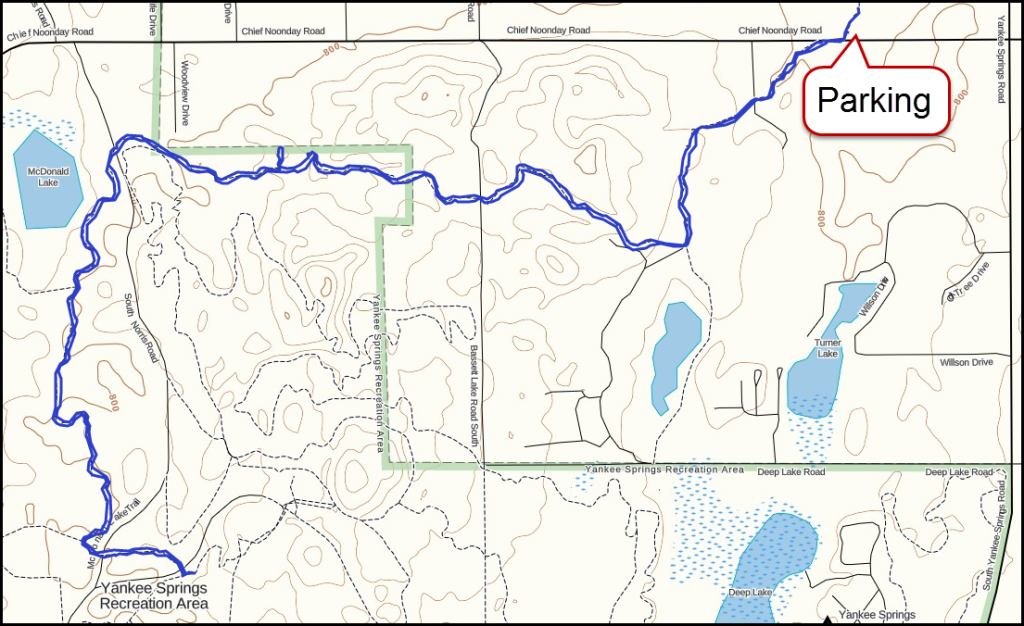 Map of Yankee Springs Recreation Area, Michigan