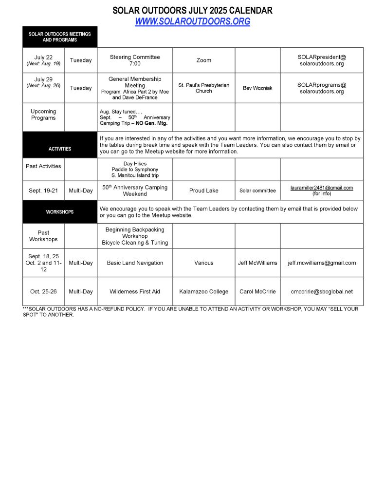 SOLAR Calendar July 2025 Page 1