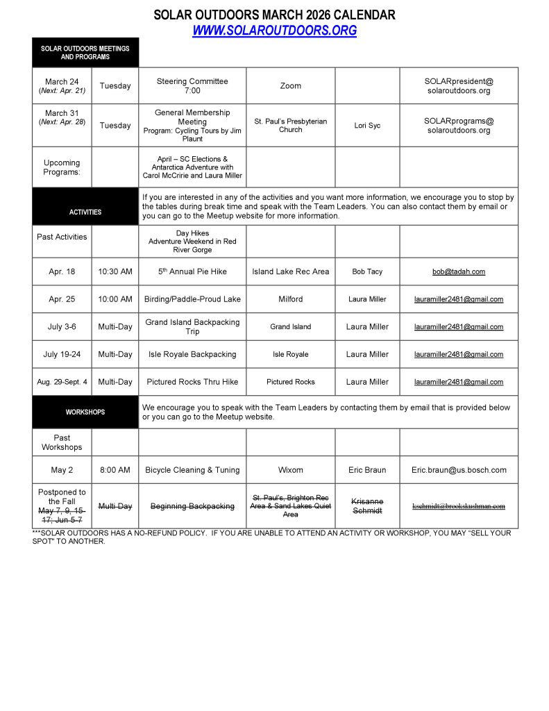 SOLAR Calendar March 2026 Page1